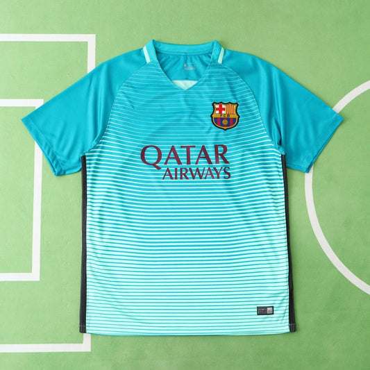 Barcelona 2016 17 Turquoise Home Retro Football Jersey