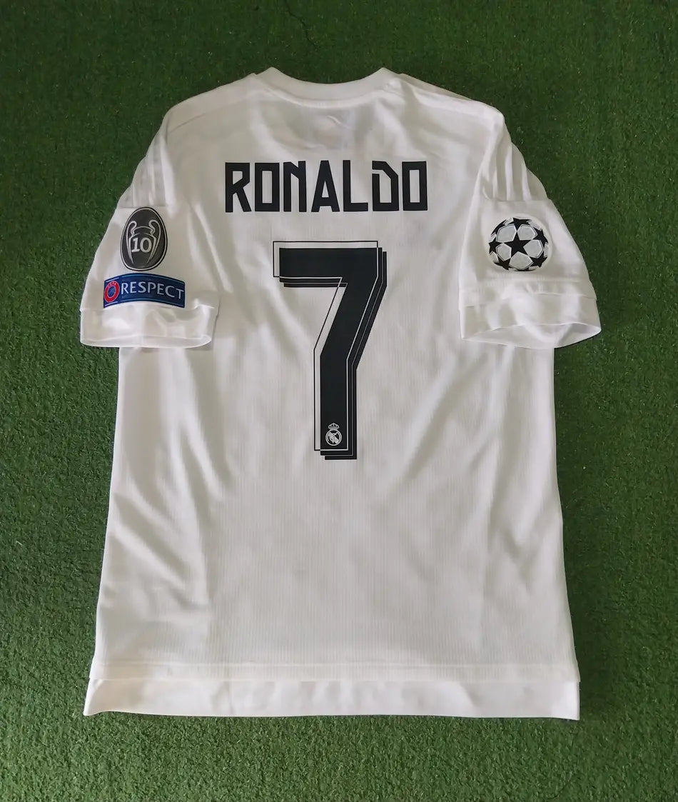 Cristiano Ronaldo Real Madrid 2016 Milano Champions League Final White Retro Short Sleeve