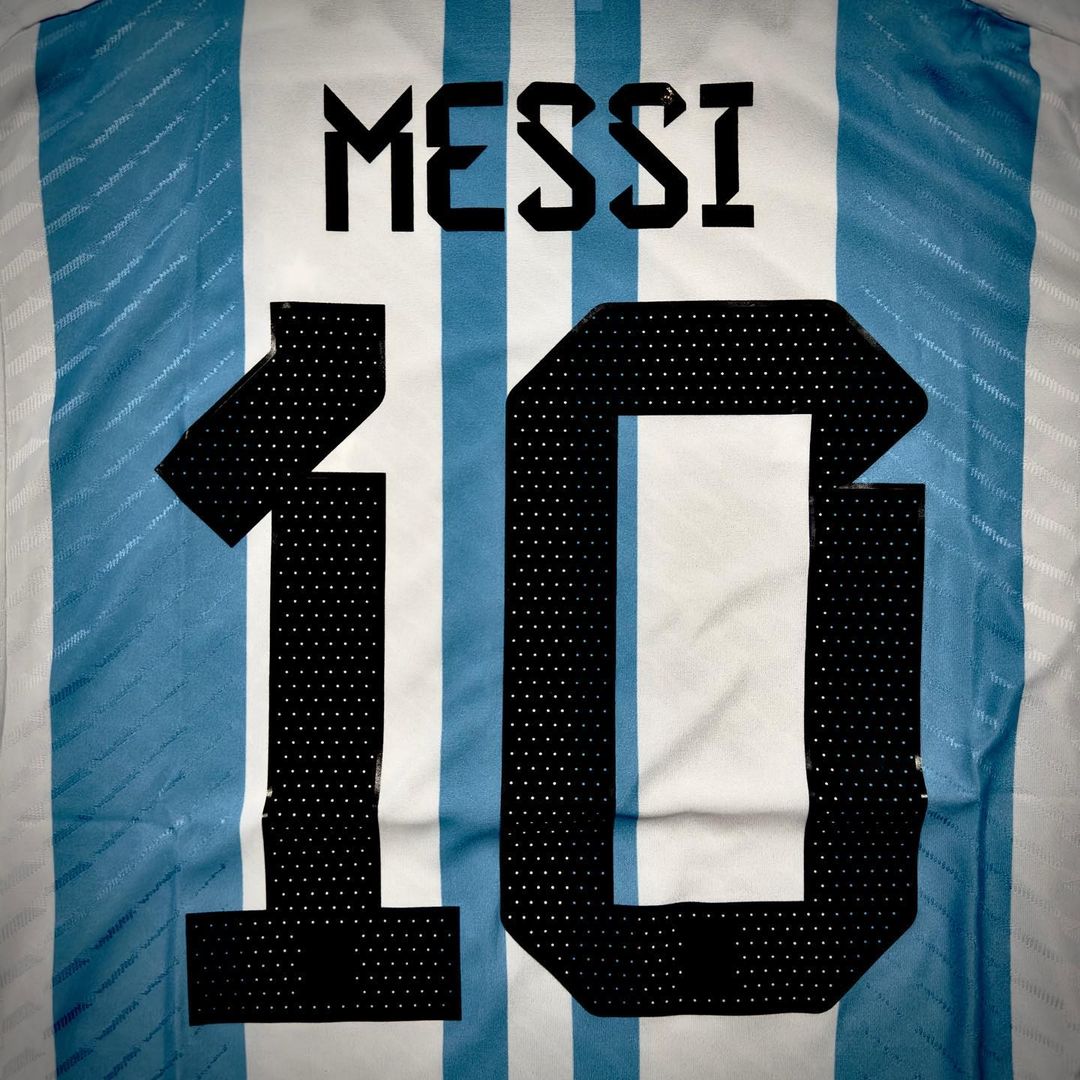 Lionel Messi Argentina 2022 World Cup Champion Home Jersey Maillot Trikot Maglia