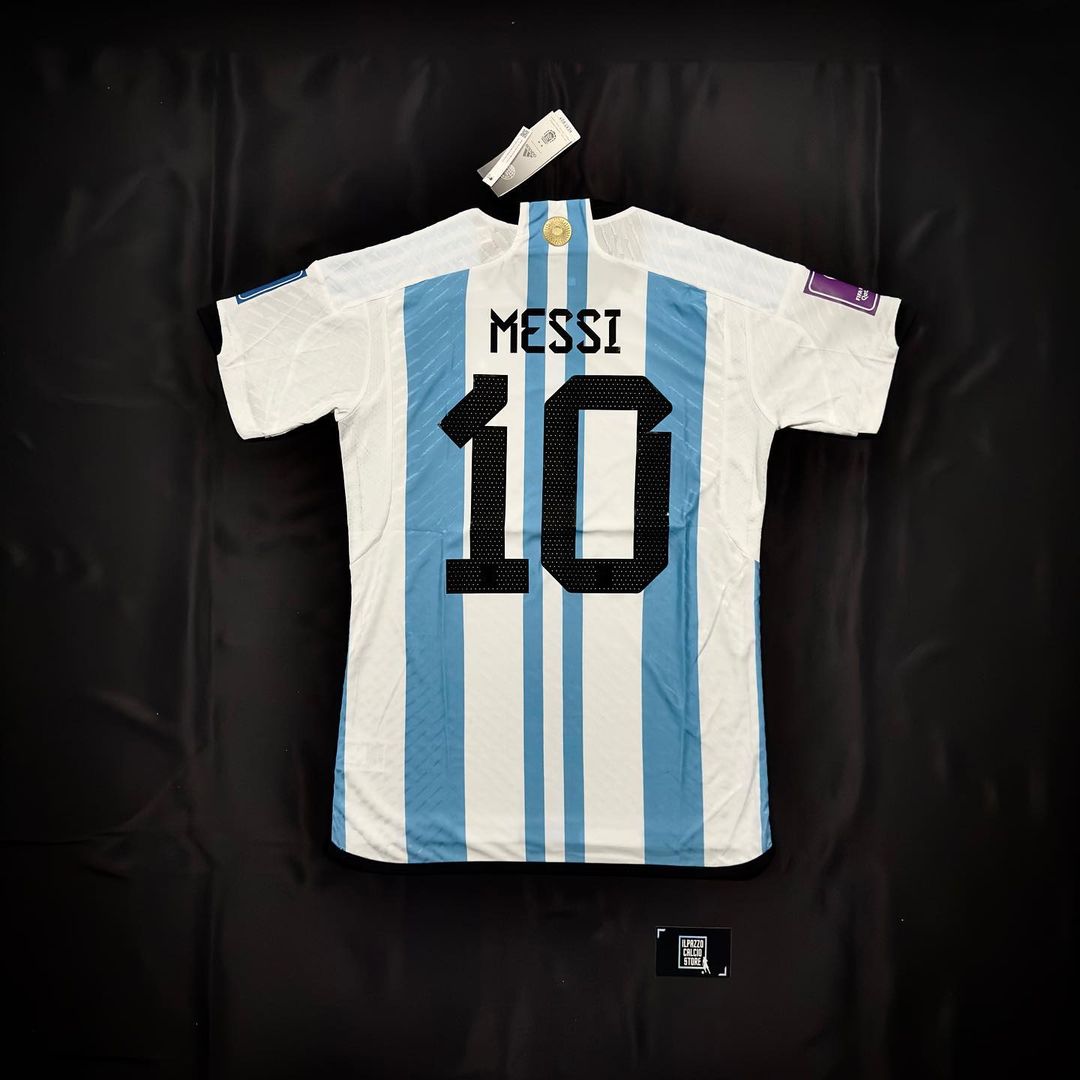 Lionel Messi Argentina 2022 World Cup Champion Home Jersey Maillot Trikot Maglia