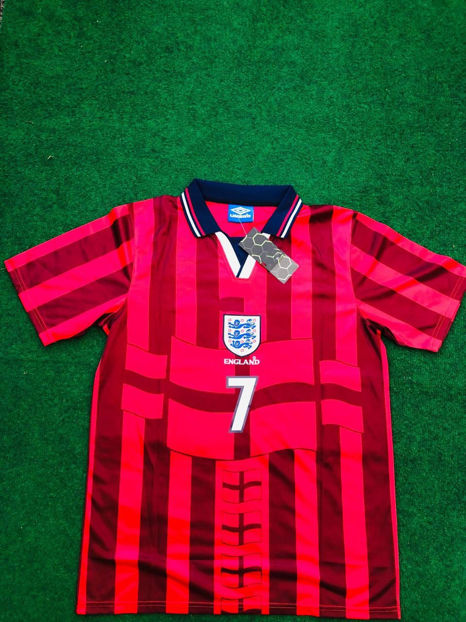 David Beckham England Red Retro Short Sleeve Jersey