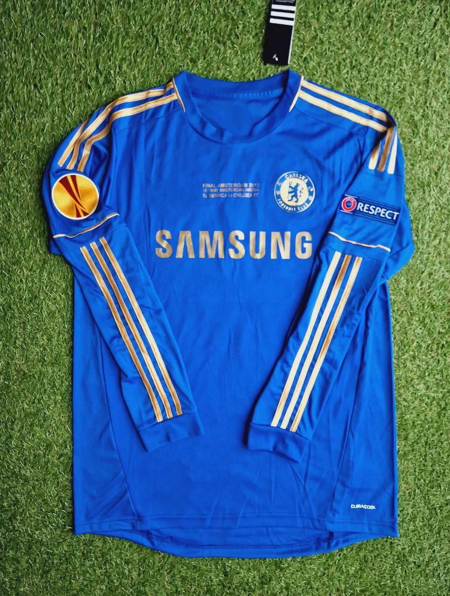 Eden Hazard Chelsea 2013 Final Amsterdam Blue Retro Football Jersey