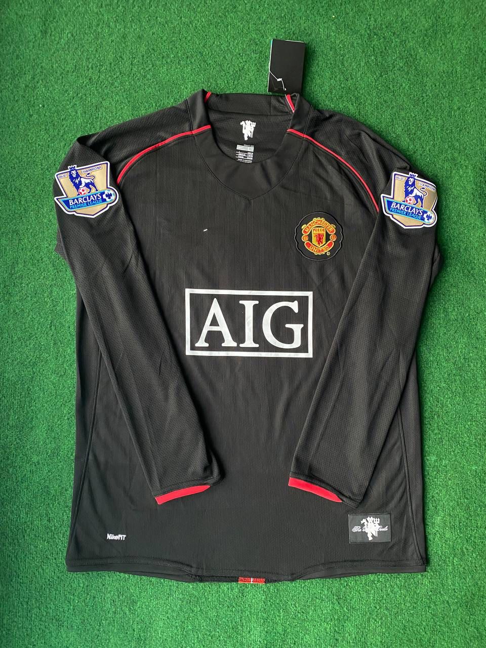 Cristiano Ronaldo CR7 Manchester United Black Premier League Retro Long Sleeve Jersey