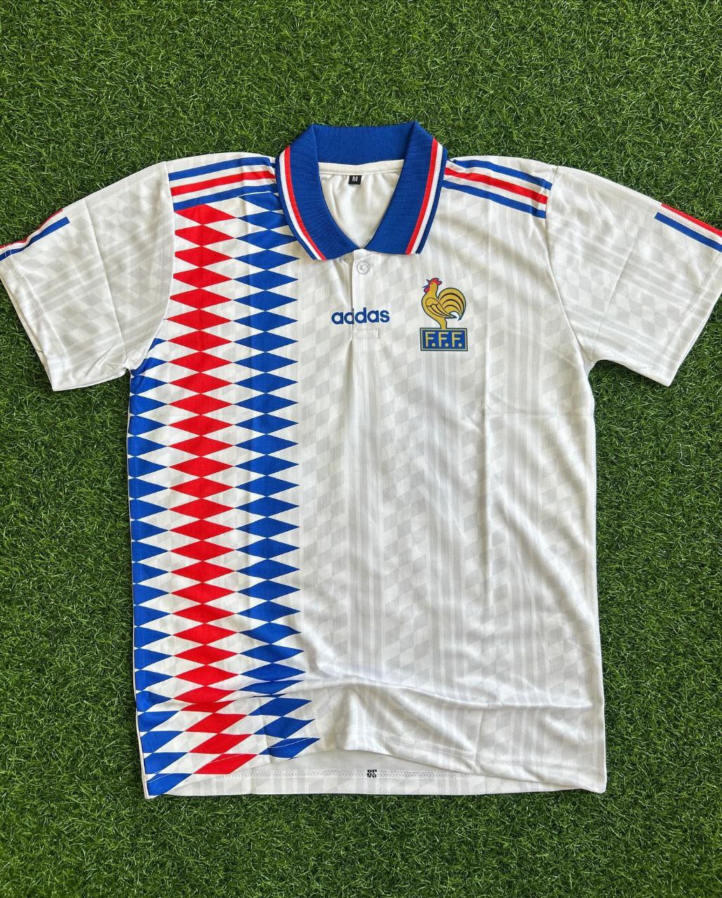 Zinedine Zidane France 1994 World Cup USA White Retro Football Jersey