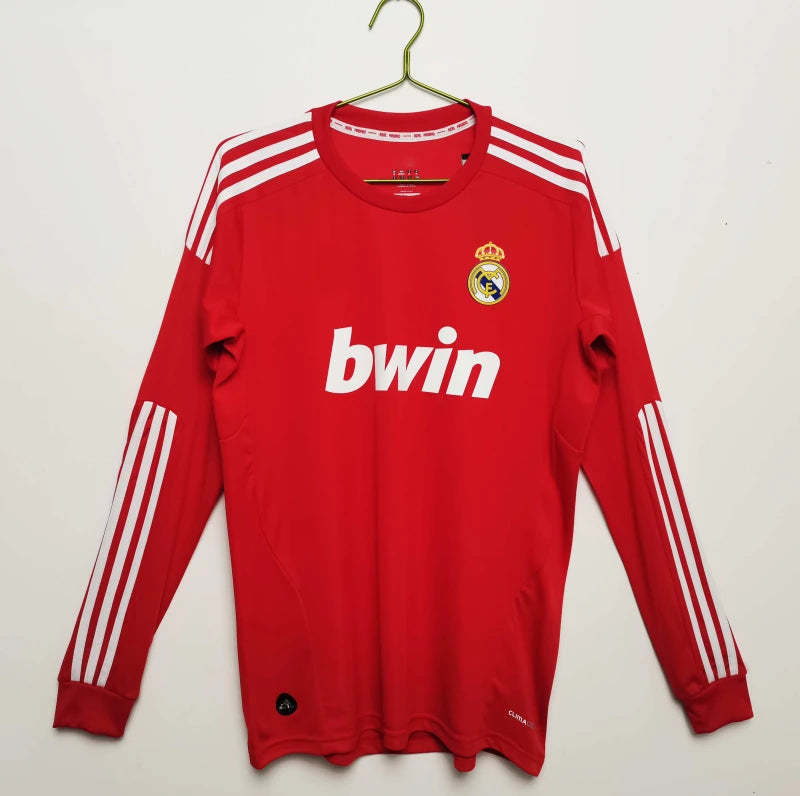 Real Madrid 2011/12 Away Red Long-Sleeved Retro Football Jersey