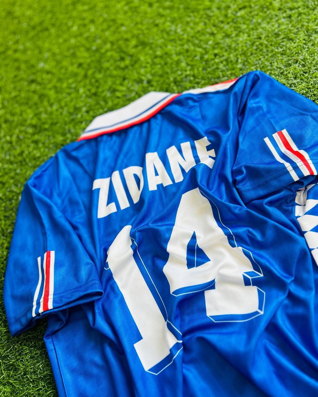 Zinedine Zidane France 1994 World Cup USA Blue Retro Football Jersey