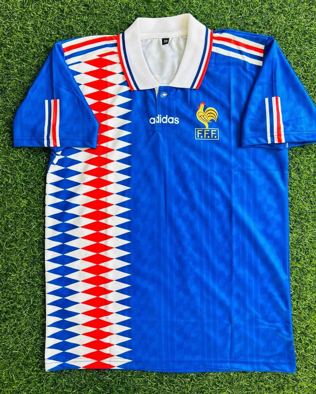 Zinedine Zidane France 1994 World Cup USA Blue Retro Football Jersey