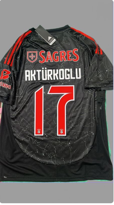 Kerem Akturkoglu Benfica Formasi 2024 2025 New Season Black Away Forma Jersey Maillot Trikot Maglia