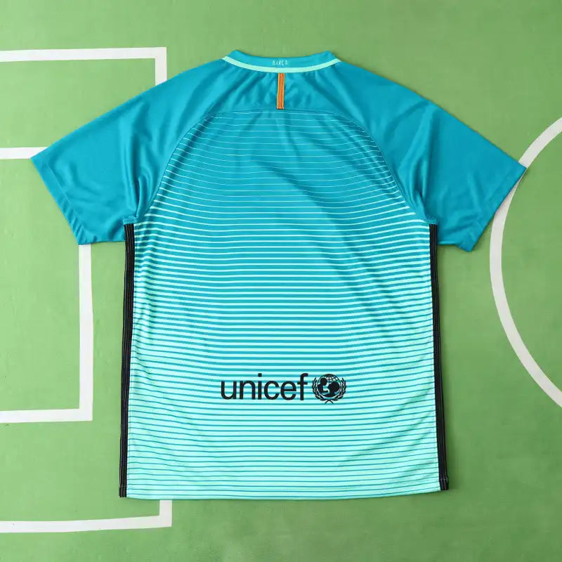 Barcelona 2016 17 Turquoise Home Retro Football Jersey