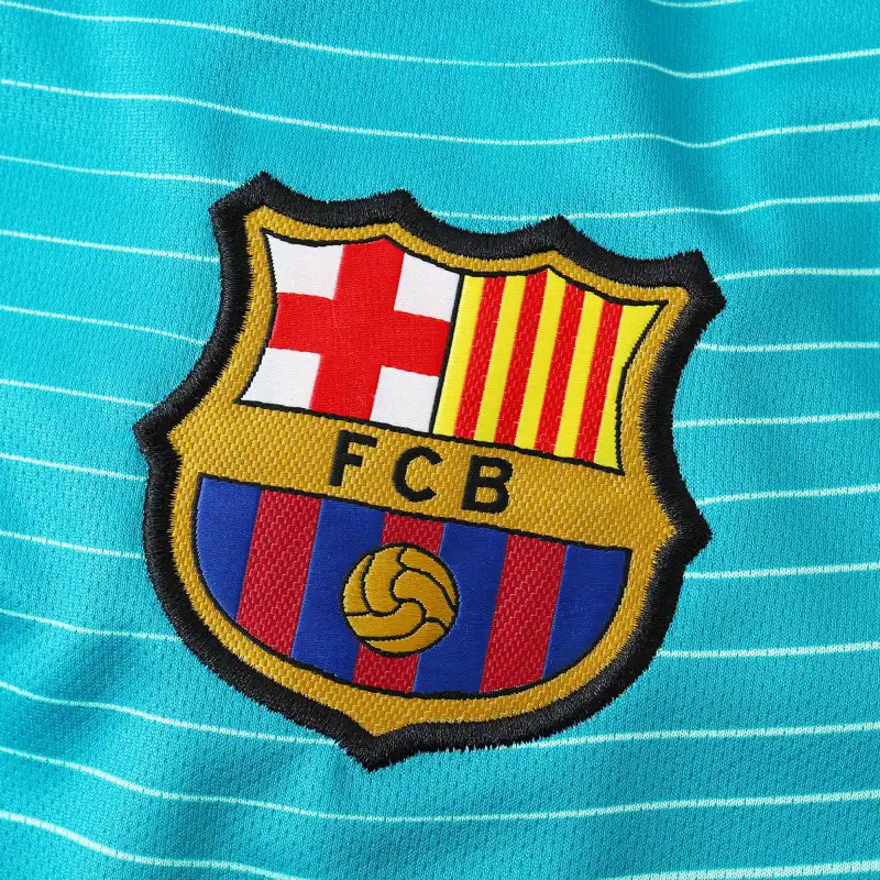 Barcelona 2016 17 Turquoise Home Retro Football Jersey