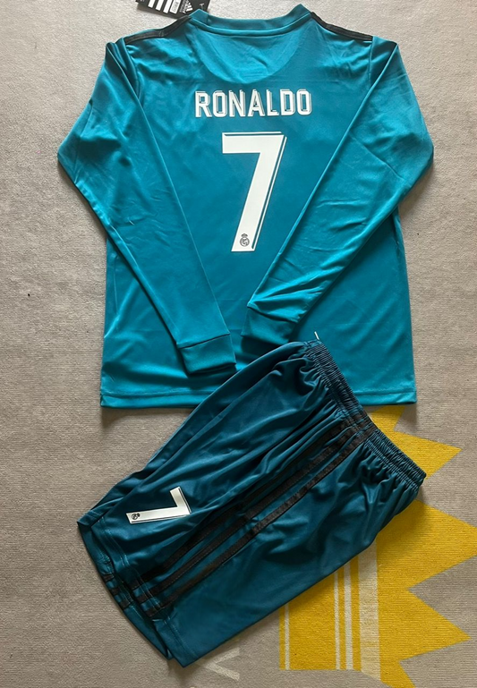 Cristiano Ronaldo Real Madrid Green Retro Child Kids Kit Kindertrikot Maillot Enfant Kindertrui (Ages 3-13)