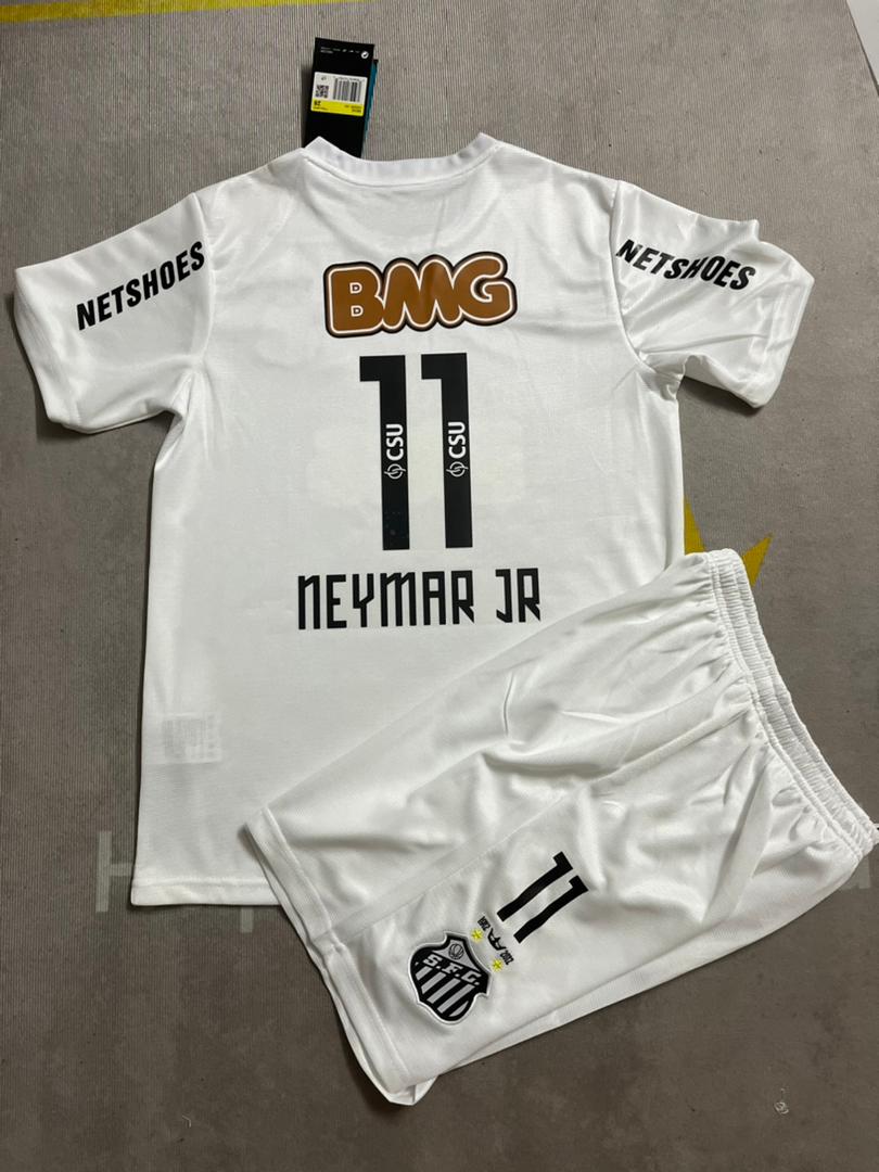 Neymar Jr Santos FC White Kid Children Set Retro Football Jersey Trikot