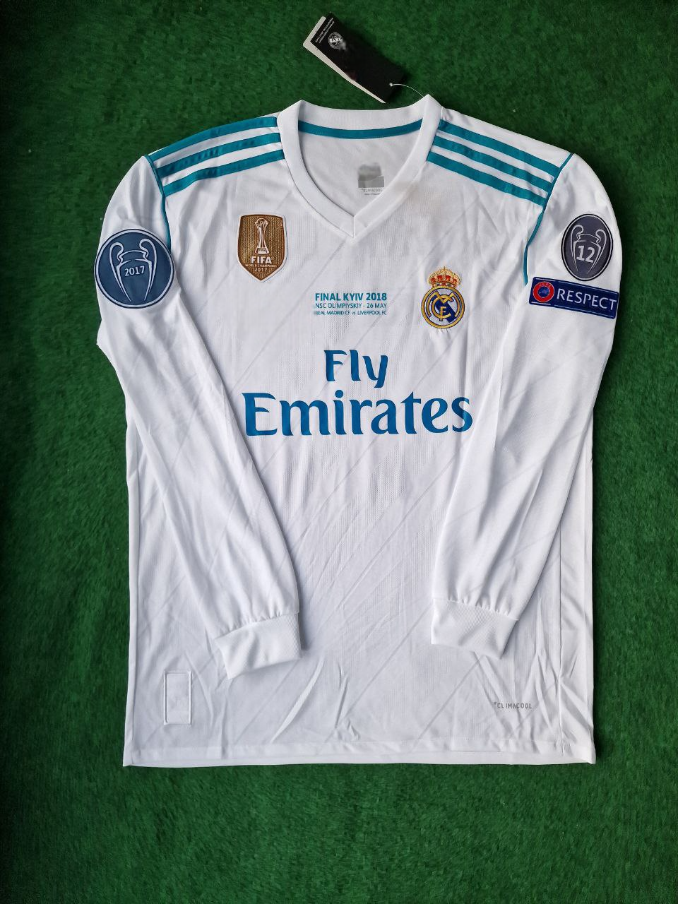 Cristiano Ronaldo CR7 Real Madrid 2018 Kyiv Final Special Retro Long Sleeve Jersey