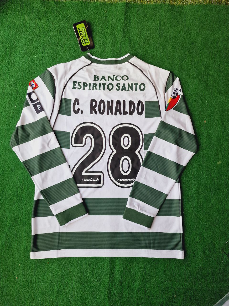 Cristiano Ronaldo Sporting Lisbon 2001 2003 First Season Long Sleeve Retro Jersey