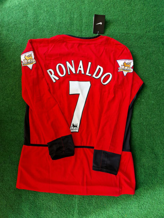 Cristiano Ronaldo Manchester United 2002/04 Home Long-Sleeved Retro Football Jersey