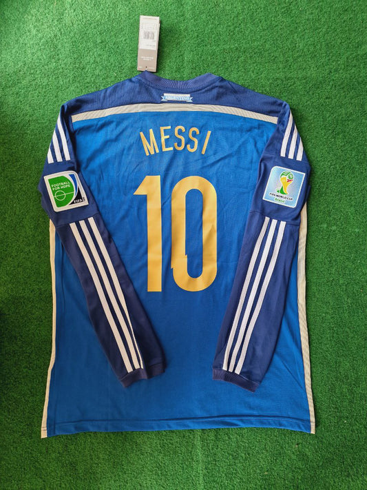 Lionel Messi Argentina 2014 World Cup Retro Football Jersey