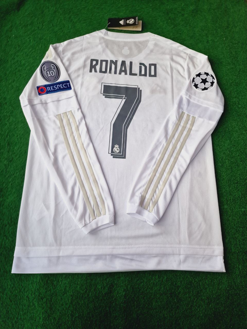 Cristiano Ronaldo Real Madrid 2016 Milano Champions League Final White Retro Long sleeve