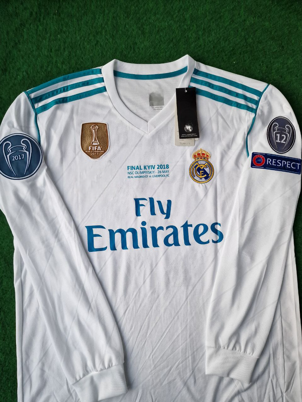 Cristiano Ronaldo CR7 Real Madrid 2018 Kyiv Final Special Retro Long Sleeve Jersey