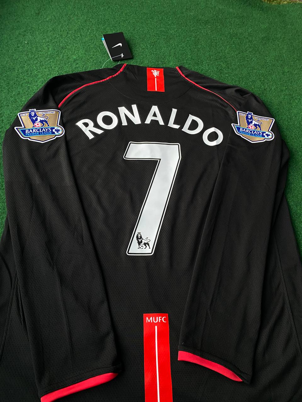 Cristiano Ronaldo CR7 Manchester United Black Premier League Retro Long Sleeve Jersey