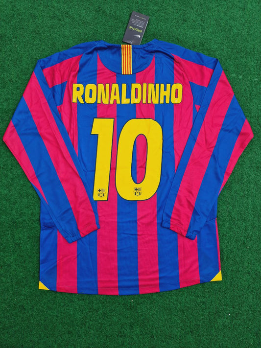 Ronaldinho Barcelona 2008 season Retro  Long Sleeve Jersey