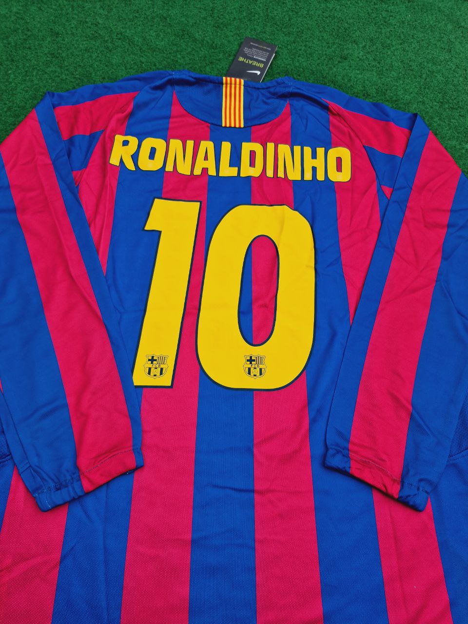 Ronaldinho Barcelona 2008 season Retro  Long Sleeve Jersey