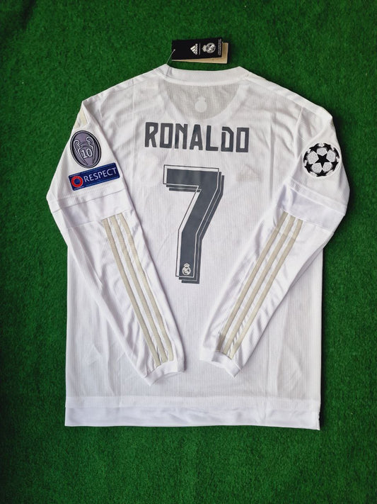 Cristiano Ronaldo Real Madrid 2016 Milano Champions League Final White Retro Long sleeve