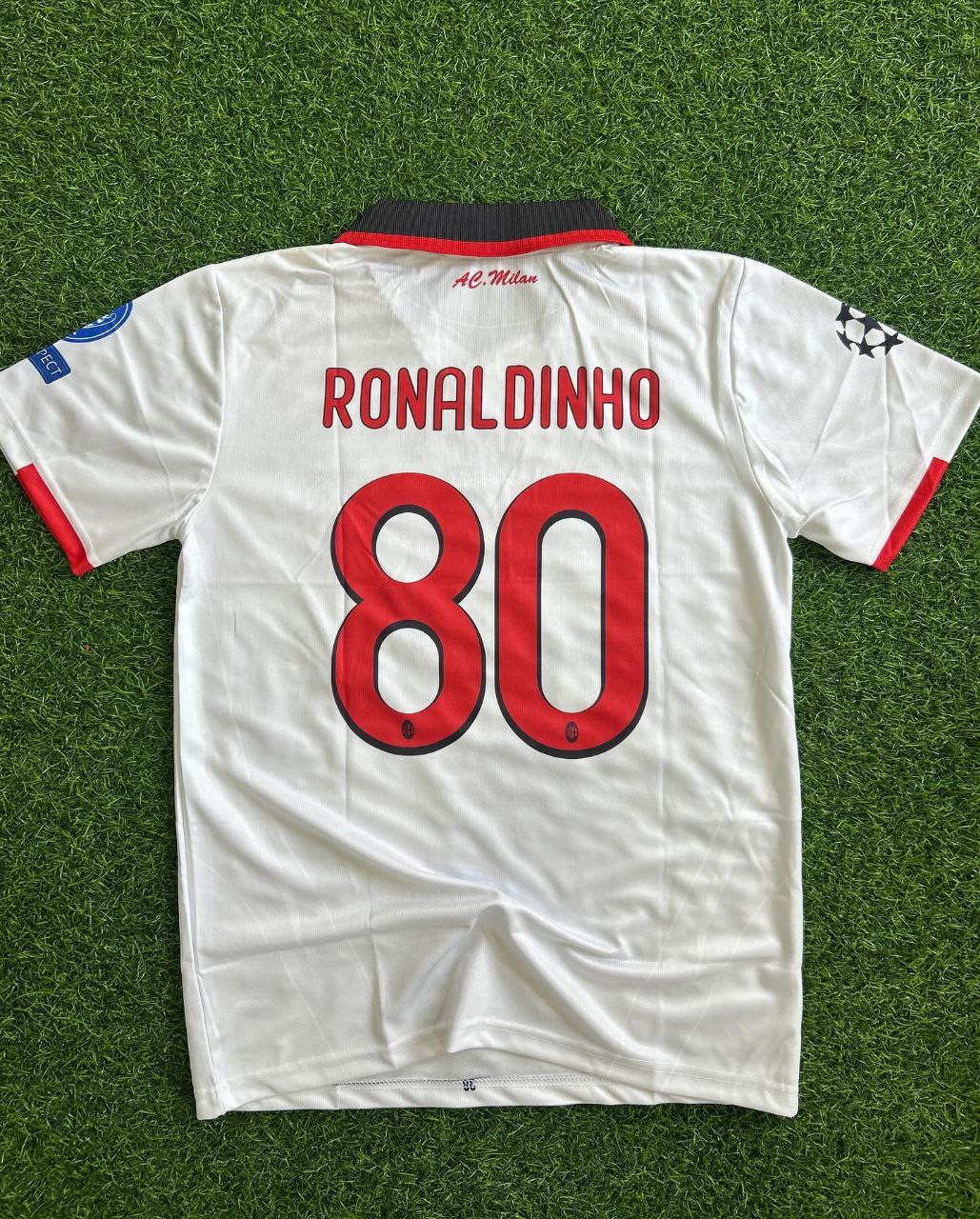 Ronaldinho Milan 2011 season Retro Away Champions League Long Sleeve Jersey