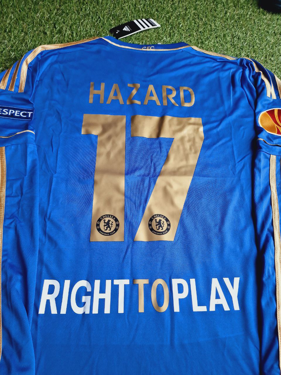 Eden Hazard Chelsea 2013 Final Amsterdam Blue Retro Football Jersey