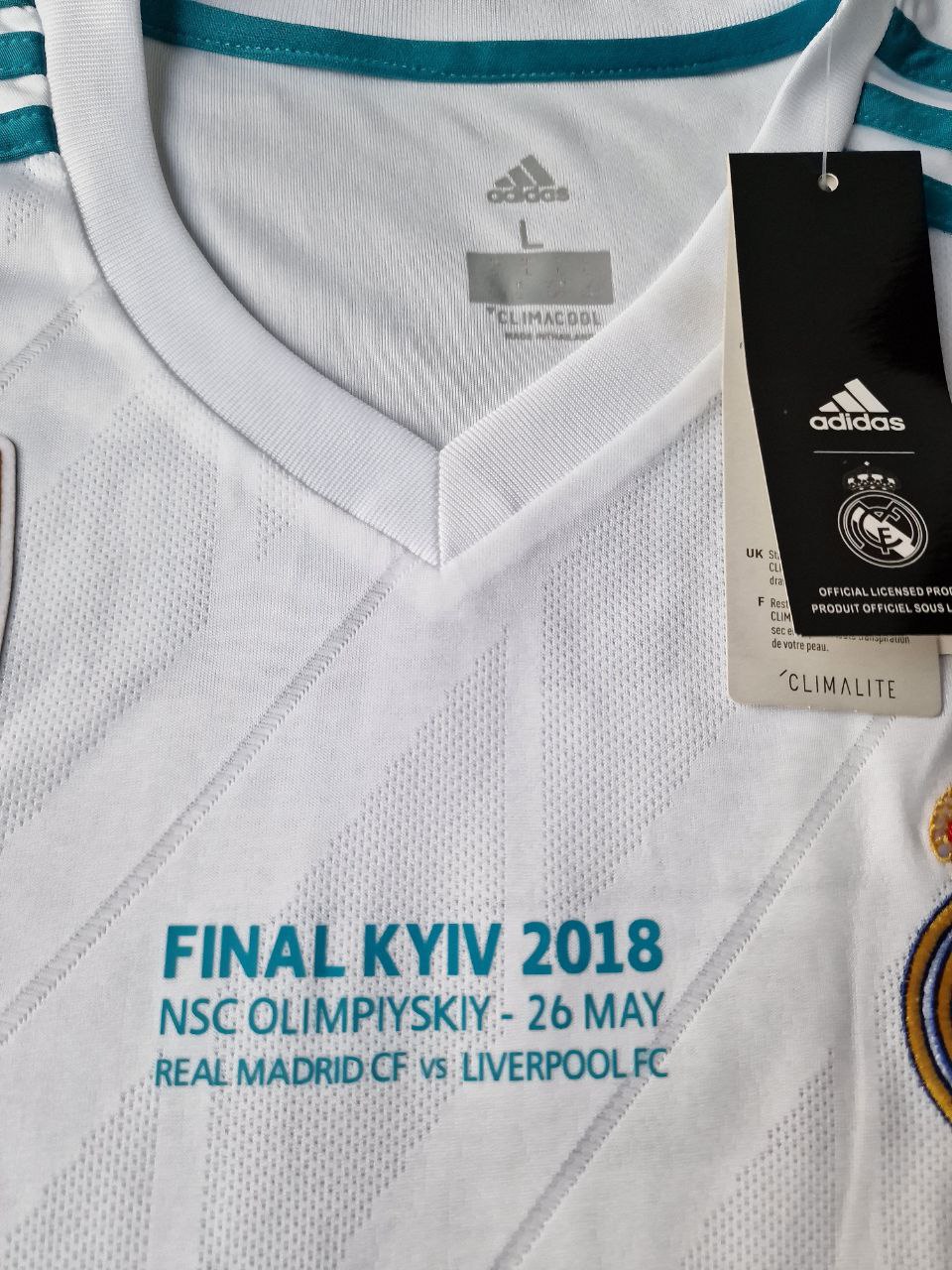 Gareth Bale Real Madrid Champions League Final Kyiv 2018 White Retro Jersey Trikot