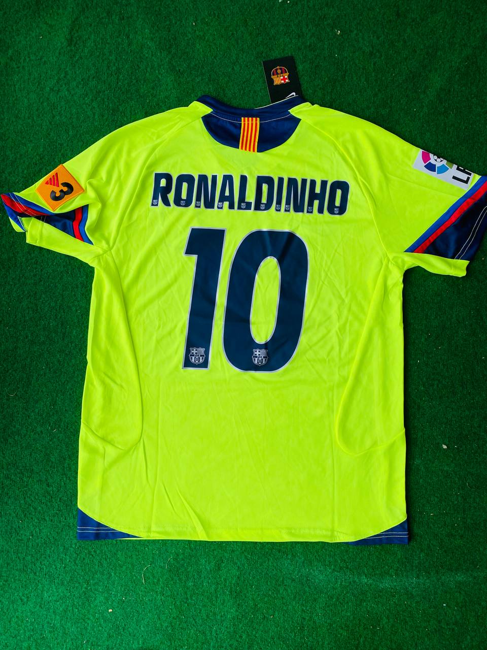 Ronaldinho Barcelona 2006 season Retro Green  Short Sleeve Jersey