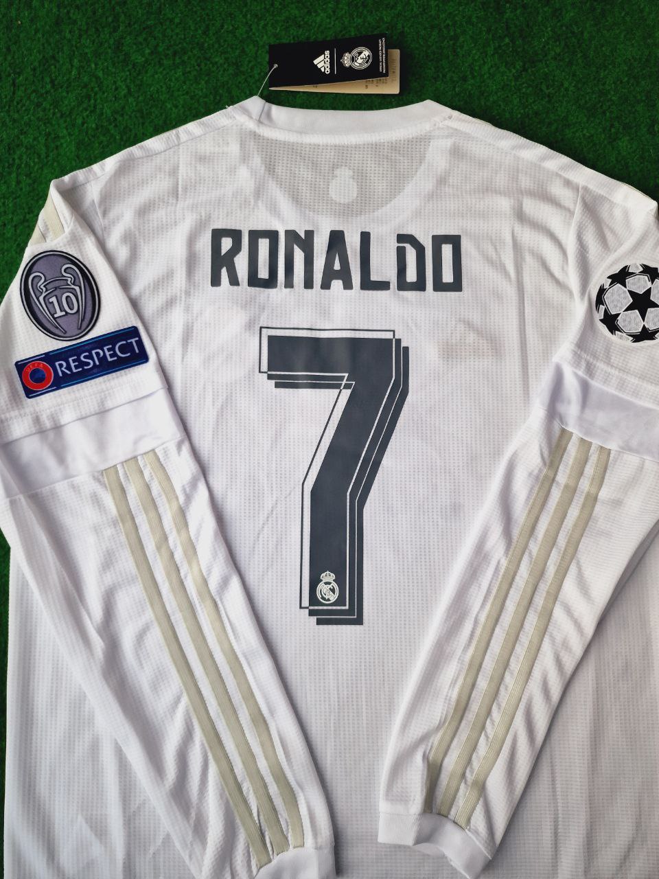 Cristiano Ronaldo Real Madrid 2016 Milano Champions League Final White Retro Long sleeve