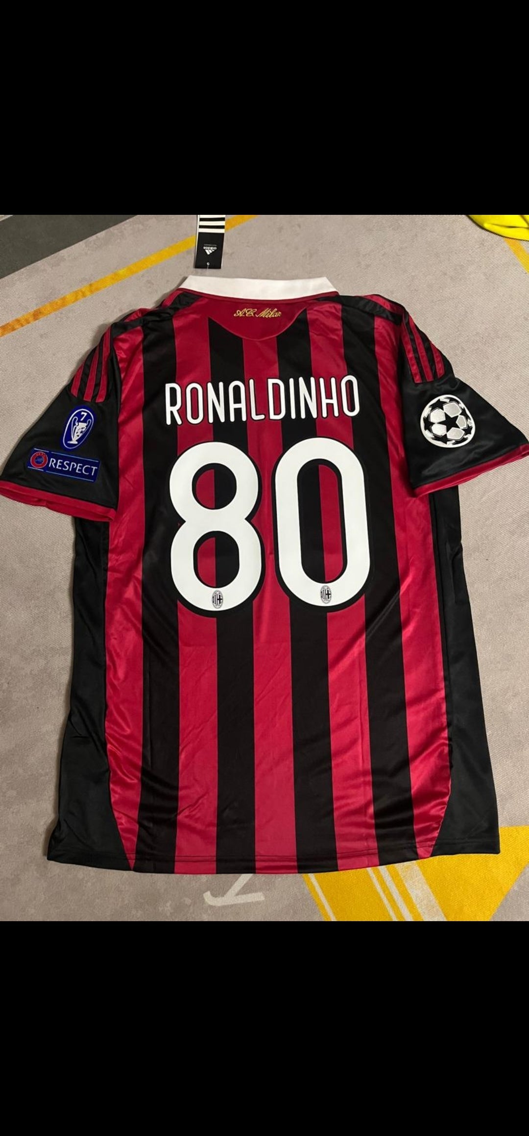 Ronaldinho Milan 2011 season Retro Champions League Long Sleeve Jersey