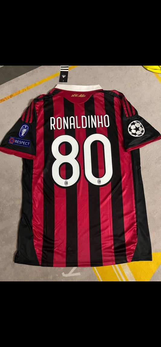 Ronaldinho Milan 2011 season Retro Champions League Long Sleeve Jersey