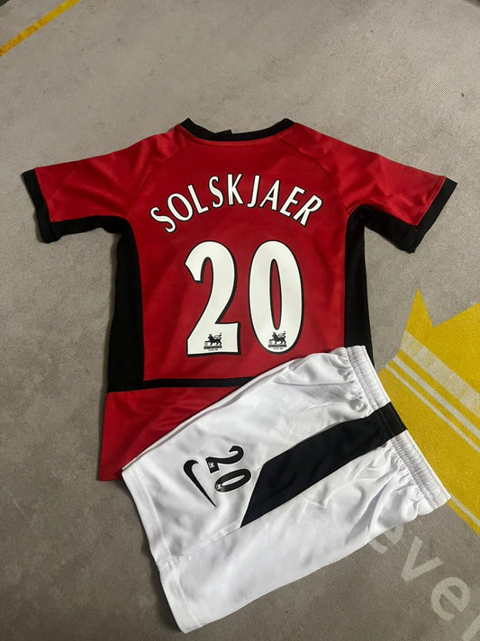 Ole Gunnar Solskjaer Manchester United Retro Kids Children Home Jersey